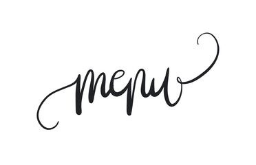 Menu card. Hand drawn quote. Modern brush calligraphy. Isolated on white background