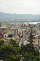 Panorama of Cagliari opening from the Bastion San Remy, Italy, Sardinia