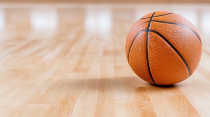 Obraz premium Basketball on Hardwood Floor