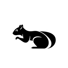 Squirrel silhouette set against a white background, featuring a stylized artistic depiction of the animal in a minimalist style, suitable for logo design.