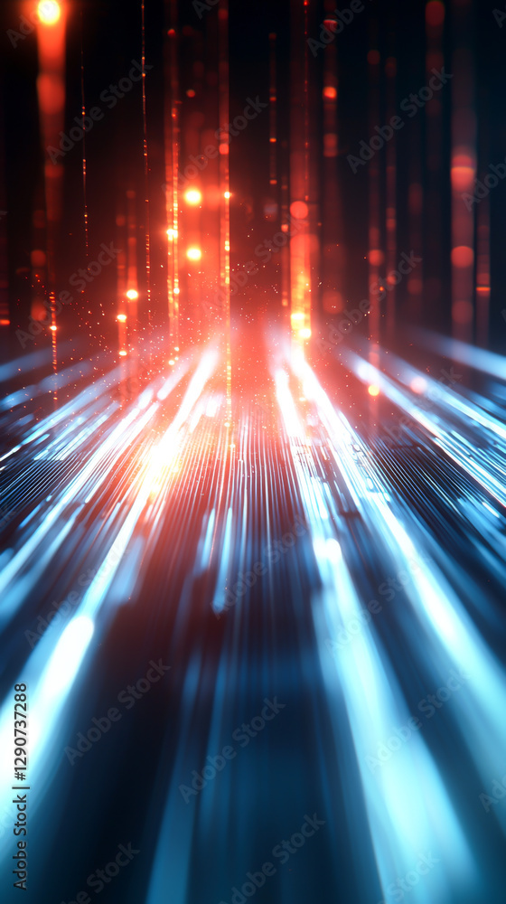 Poster dynamic lights create an abstract, futuristic background with vibrant energy.