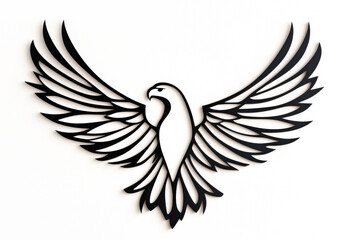 Obraz premium Elegant black silhouette of a soaring hawk with detailed wings spread wide.