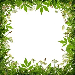 Fototapeta premium Lush Green Foliage Border Frame - Nature-Inspired Background for Text and Designs