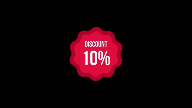 Motion graphic of a red discount tag with 10
percent until 90 percent written on it. Perfect for
retail promotions, sales campaigns, online
advertising, and marketing videos.