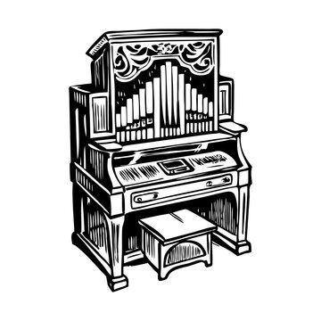 Vintage illustration depicting a calliope organ