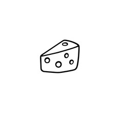 Minimalist illustration of a cheese wedge with dark outline on white.