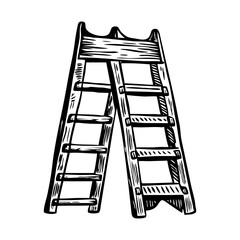 Wooden circus ladder, sketchy style illustration