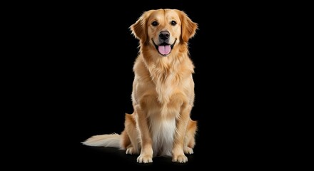 Golden Retriver Dog on a black background