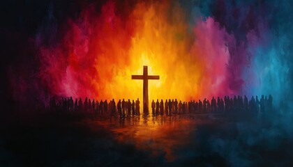 Fototapeta premium Christian Cross Silhouette at Dawn - Faith Hope and Religion