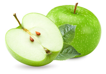 green apples isolated on white background. clipping path