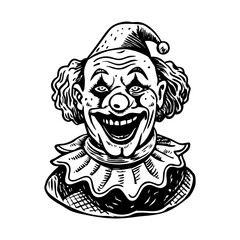 Laughing clown character, vintage style illustration