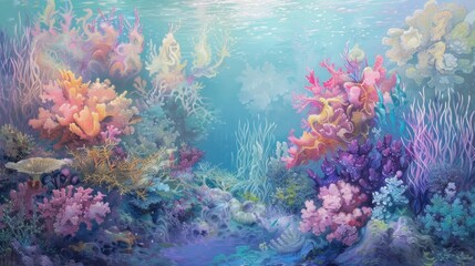 Naklejka premium Submarine Paradise: A Vibrant Coral Reef Scene