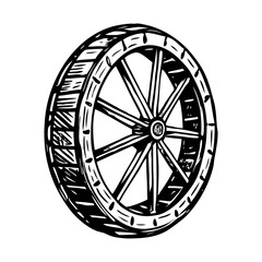 Vintage illustration depicting old wheel