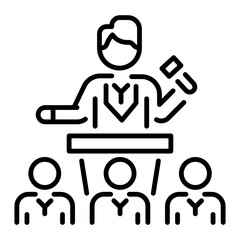 A character doing conference, linear style icon