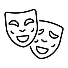 Laughing and crying theatre masks, outline icon