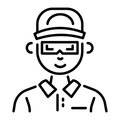 Linear character icon of a cool party boy