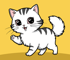 Fototapeta premium Kitten adorable cute and female Cat Playing Style deep yellow funny actions beautiful vector artwork vinyl DTF cut vector poster acrylic t-shirt poster interior logo editable Wall Sticker decor mug po