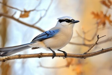 Gray Jay. A Beautiful Bird in its Natural Habitat on a Winter Tree Branch
