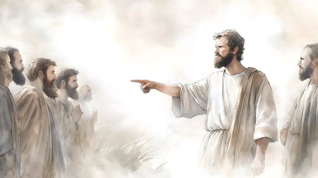 Vivid watercolor depicting the biblical story of Eliphaz s Third Speech where he passionately insists that Job must have sinned to deserve such suffering