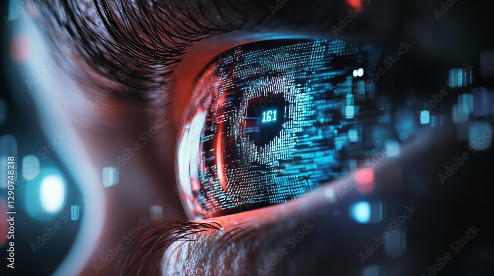 Poster digital eye futuristic technology abstract code heart data network security innovation modern design