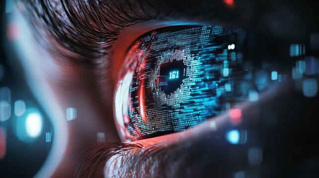 Digital Eye Futuristic Technology Abstract Code Heart Data Network Security Innovation Modern Design Concept Cybersecurity Digital Art Binary Code    