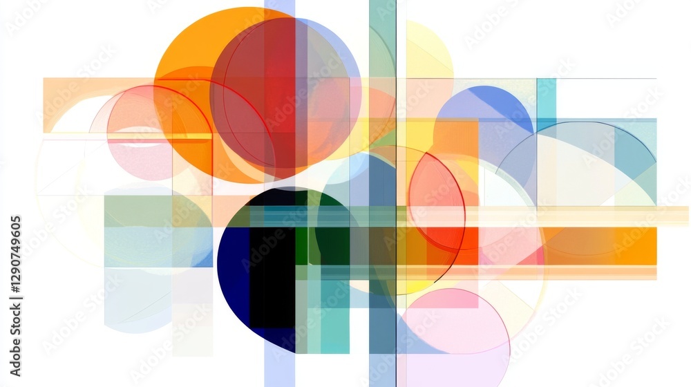 Leinwandbilder colorful abstract digital shapes with layered geometric forms and gradients, creating a vibrant and 