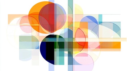 Fototapeta premium Colorful abstract digital shapes with layered geometric forms and gradients, creating a vibrant and dynamic composition on a white background