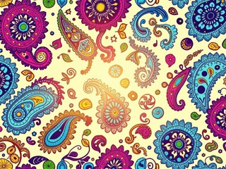 Fototapeta premium Colorful Paisley Pattern Background