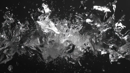 Liquid splash explosion, dark background, abstract art, design element