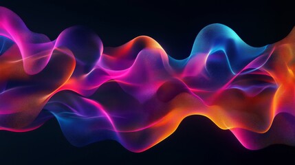 Fototapeta premium Gradient mesh design with smooth, flowing shapes in neon tones on a black background, creating a bold, eye-catching abstract graphic
