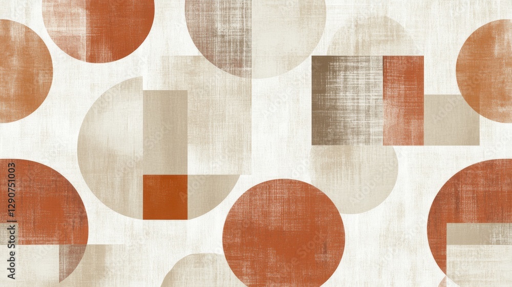 Leinwandbilder geometric pattern of overlapping circles and rectangles in earthy tones on a light background, creat