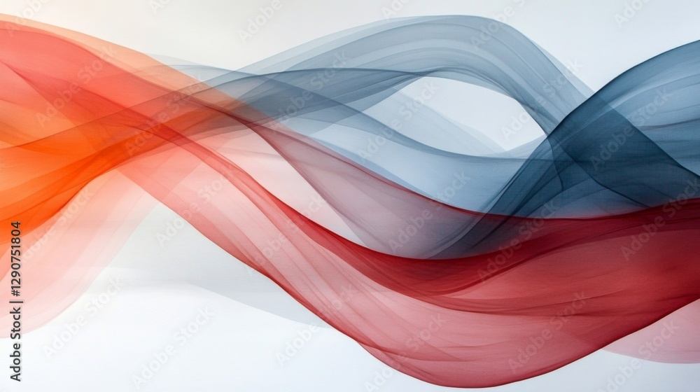 Aufkleber Modern graphic art with layered, translucent shapes in contrasting colors on a white background, creating a clean, sophisticated design
