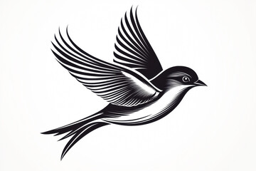 Obraz premium Stylized illustration of a bird in flight, showcasing grace and freedom.