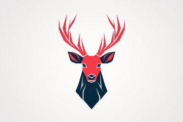 Fototapeta premium Stylized illustration of a deer head with vibrant colors and geometric design.