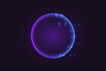 Neon circles of light. Magic circle effect.