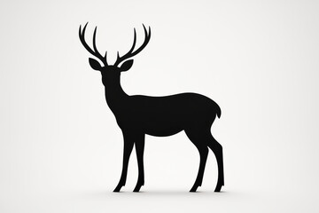 Obraz premium Stylized silhouette of a majestic deer with prominent antlers, perfect for creative design.