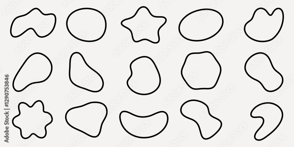 Poster abstract shapes set with various outlines. simple abstract shapes for design. use these abstract sha