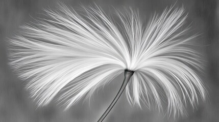 Obraz premium Fluffy white flower, close-up, dark background, nature study, botanical art