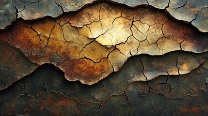 Textured cracked earth, abstract landscape, dramatic lighting, possible use for background