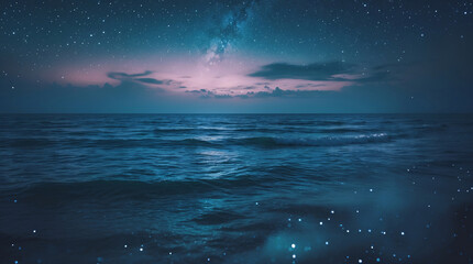 Stunning photo of a wave on the sea and beach with dark sky full of stars and nebula illuminating the night sky ocean wallpaper inspiration