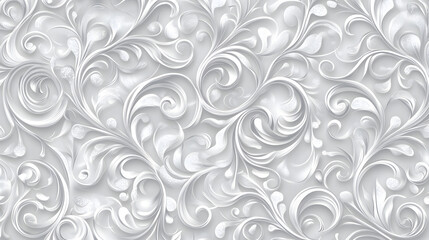 Light gray background with white swirls and floral patterns
