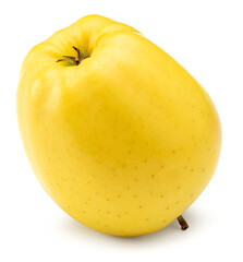 single yellow apple isolated on white background. clipping path