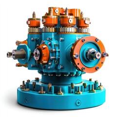 Detailed and sharp image of an oil well rotary table on a white background, ready for use in presentations, websites, and print materials, displaying its precision-engineered components.