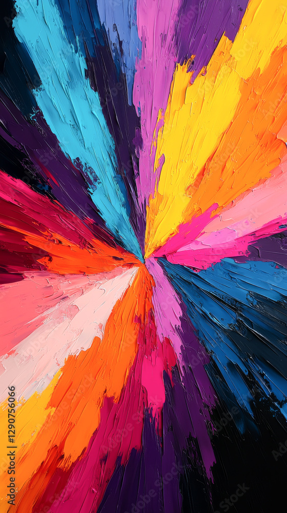 Aufkleber vibrant abstract artwork with dynamic colors radiating from a central point.