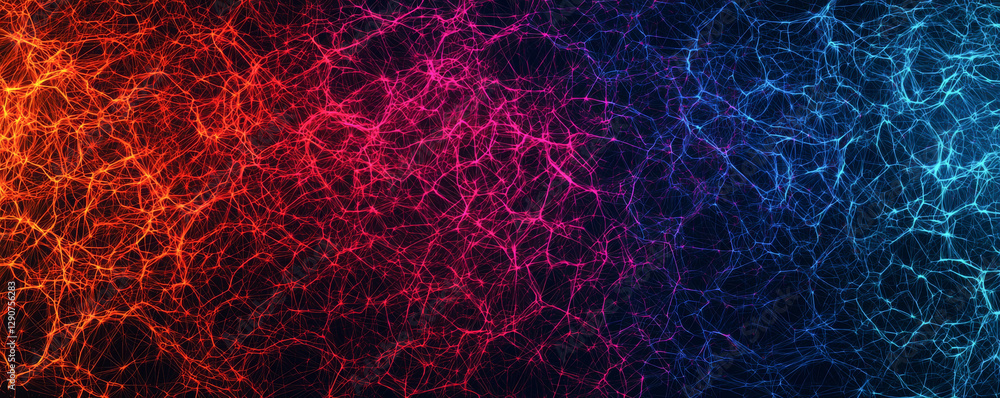 Poster vibrant abstract background with colorful neon lines and textures.
