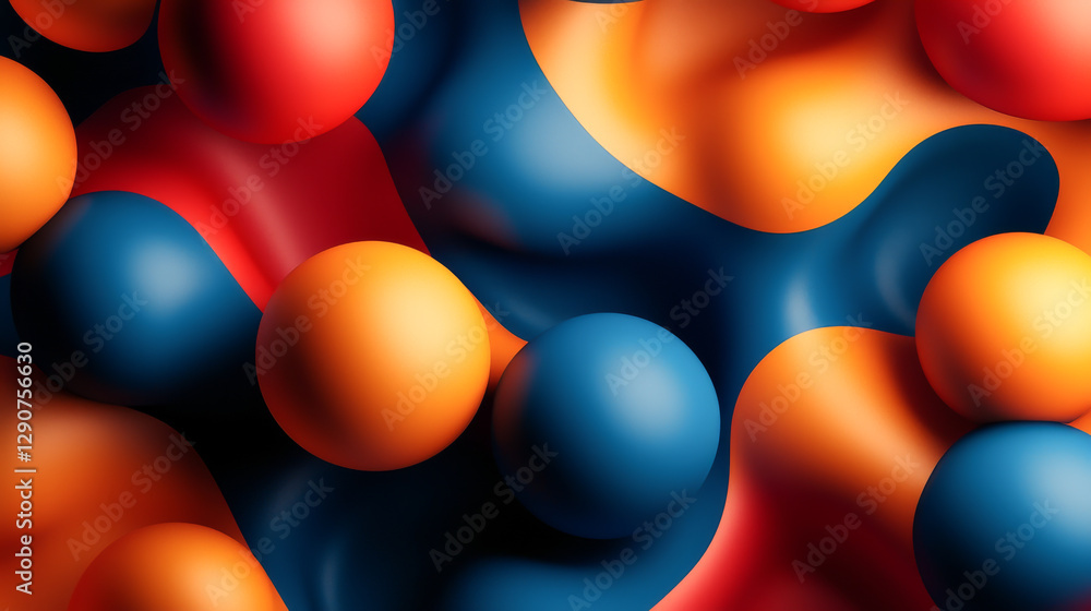 Poster vibrant abstract design featuring colorful shapes and smooth textures.