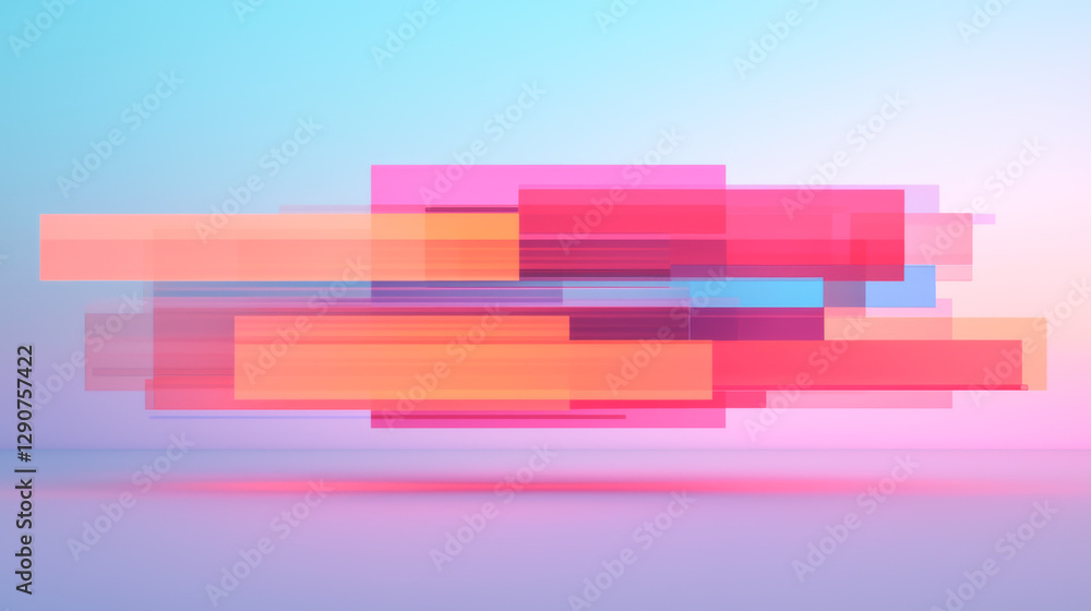 Poster vibrant abstract shapes in pink and orange hues creating a dynamic digital background.