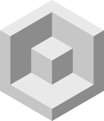 Cube logo, geometric vector design. Box logotype company, trendy tech emblem in pixel style.