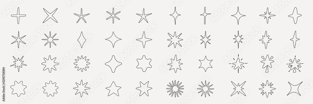Poster a collection of star and sparkle shapes in various designs. these star and sparkle icons feature div