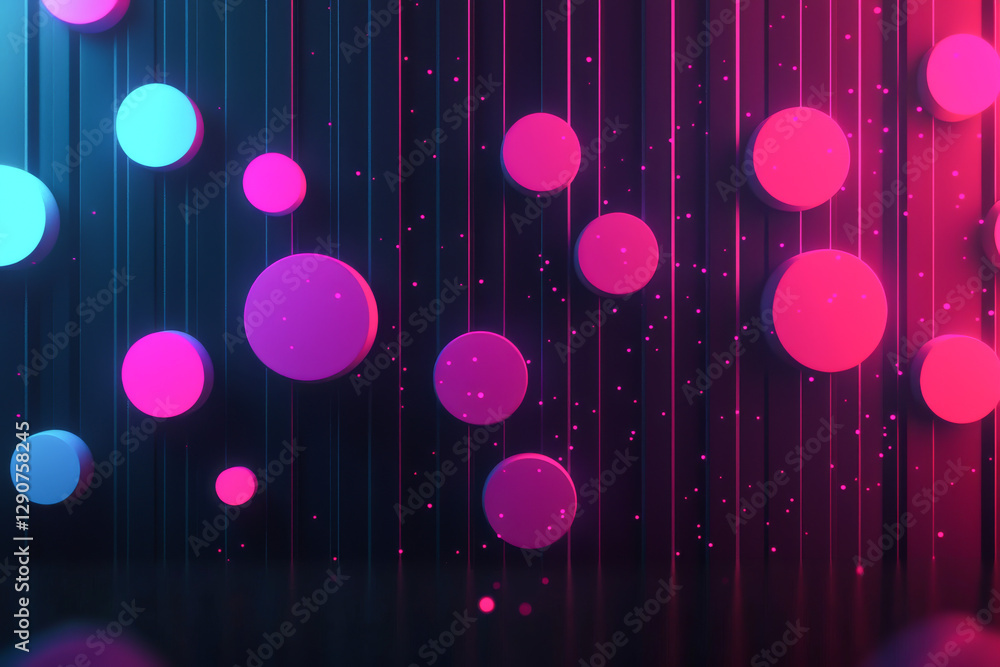 Poster vibrant circles in pink and blue create an abstract digital background for visual projects.
